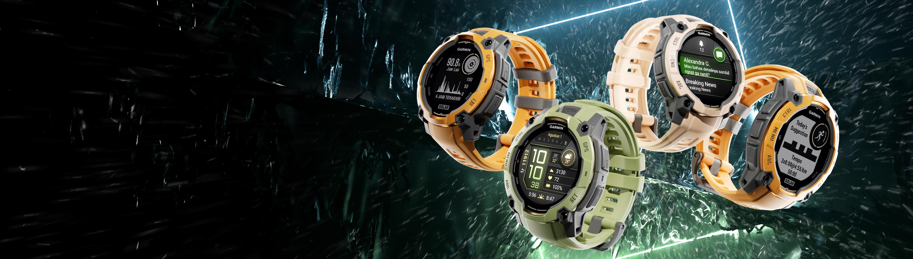 Instinct 3 Alpine Rush Collection - Jam Tangan GPS Tenaga Surya